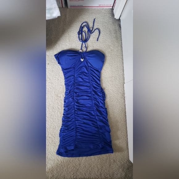 Forever 21 Dresses & Skirts - Sexy Blue Rugged Halter Dress